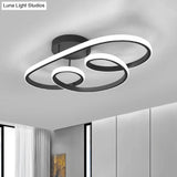 Nordic Led Twisted Frame Acrylic Semi Flush Ceiling Light - Black