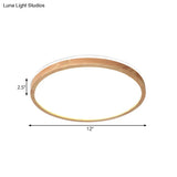 Nordic Led Wood Circle Ceiling Lamp With Acrylic Shade - Flush Mount Recessed Lighting Warm/White