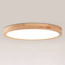 Nordic Led Wood Disc Flush Mount Light For Foyer / 12 White