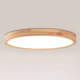Nordic Led Wood Disc Flush Mount Light For Foyer / 12 White