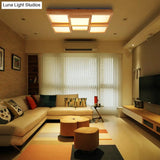 Nordic Led Wood Flush Mount Ceiling Light With Acrylic Splicing Squares