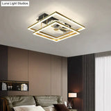 Nordic Light Luxury Fan Living Room Square Ceiling Lamp Simple Dining Room Bedroom Lamp Ceiling