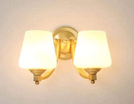 Nordic Living Room Bedroom Copper Wall Lamps Two-heads copper wall lamp / LED white light Copper Wall Lamps