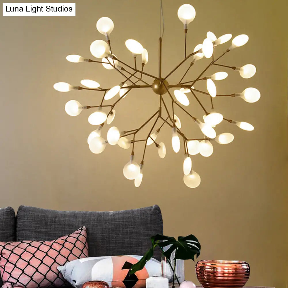 Nordic Living Room Led Pendant Light: Firefly Shade Chandelier In Gold