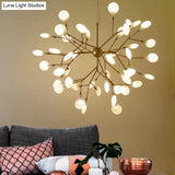 Nordic Living Room Led Pendant Light: Firefly Shade Chandelier In Gold