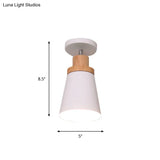 Nordic Metal 1 - Light Flush Mount Ceiling Lamp With Pivot Joint - Wood Finish And Color Options