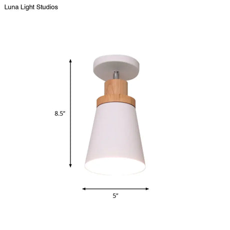 Nordic Metal 1 - Light Flush Mount Ceiling Lamp With Pivot Joint - Wood Finish And Color Options