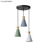 Nordic Metal 3-Head Hanging Lamp Kit: Cylinder Bottle And Bell - Black Suspended Pendant For Dining