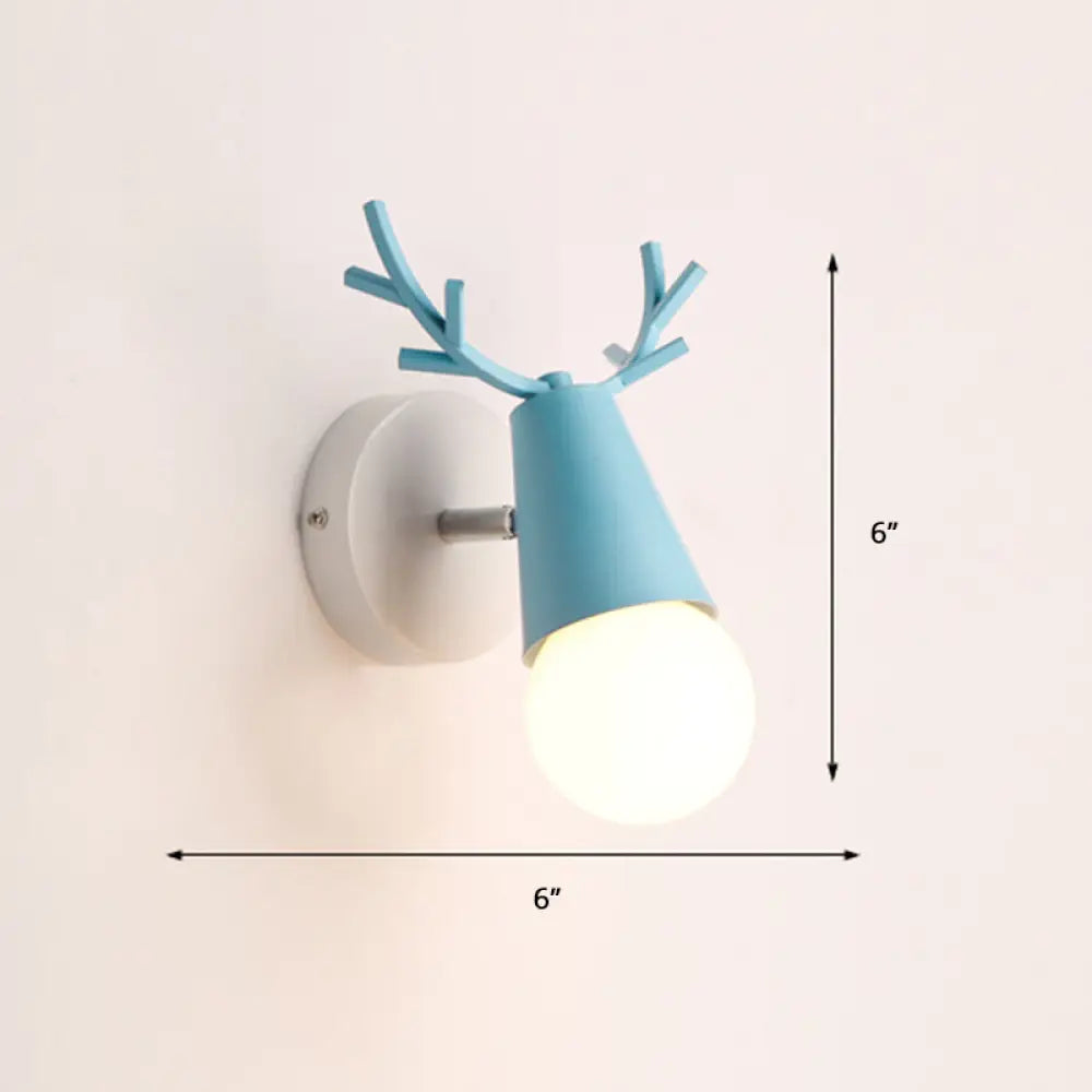 Nordic Metal Adjustable Wall Mount Vanity Light For Bedrooms With Deer Design 1 / Blue