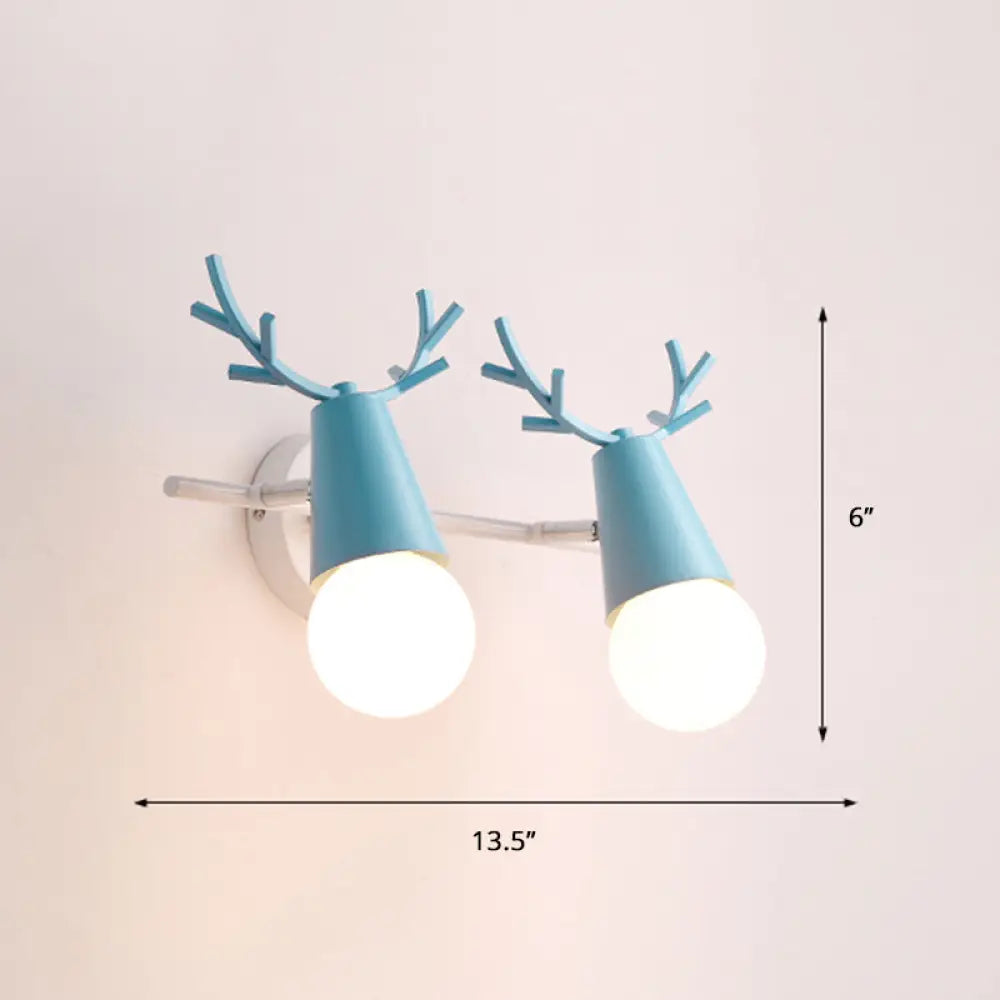 Nordic Metal Adjustable Wall Mount Vanity Light For Bedrooms With Deer Design 2 / Blue