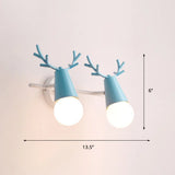 Nordic Metal Adjustable Wall Mount Vanity Light For Bedrooms With Deer Design 2 / Blue