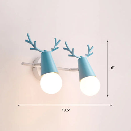 Nordic Metal Adjustable Wall Mount Vanity Light For Bedrooms With Deer Design 2 / Blue