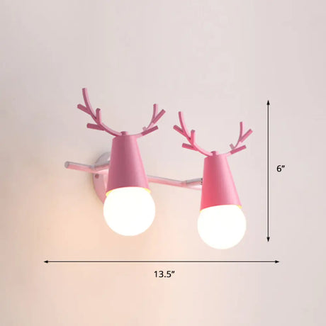 Nordic Metal Adjustable Wall Mount Vanity Light For Bedrooms With Deer Design 2 / Pink