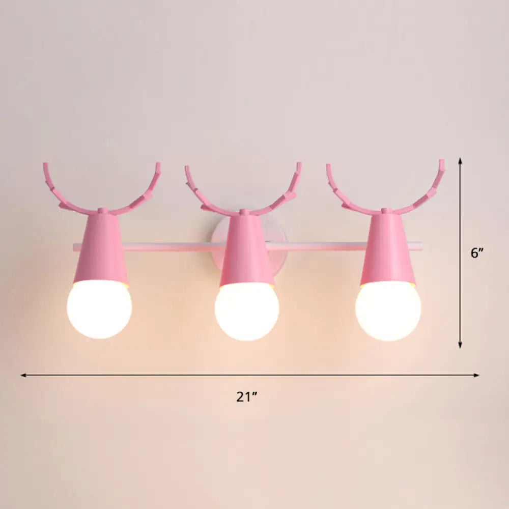 Nordic Metal Adjustable Wall Mount Vanity Light For Bedrooms With Deer Design 3 / Pink