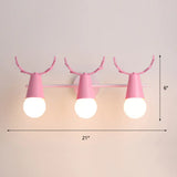 Nordic Metal Adjustable Wall Mount Vanity Light For Bedrooms With Deer Design 3 / Pink
