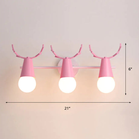 Nordic Metal Adjustable Wall Mount Vanity Light For Bedrooms With Deer Design 3 / Pink