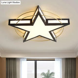 Nordic Metal Black/Grey Flush Mount Light With Acrylic Diffuser – Star/Triangle Design