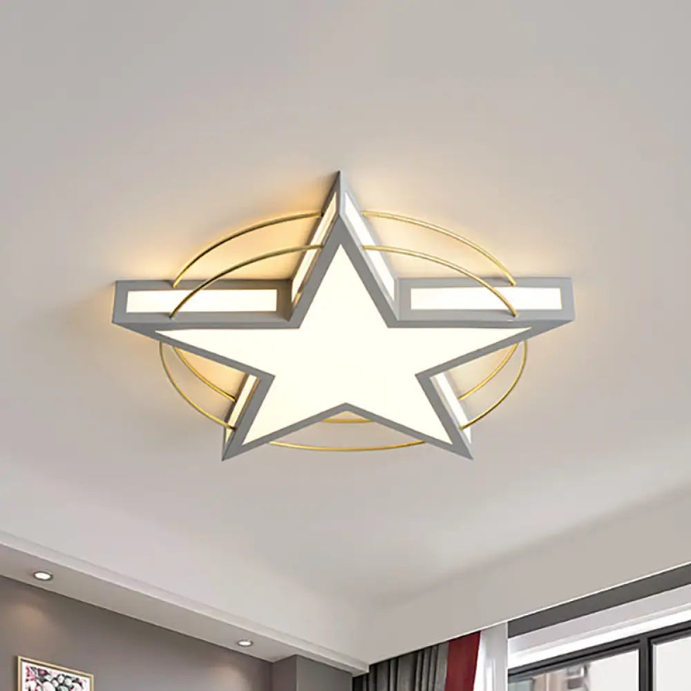 Nordic Metal Black/Grey Flush Mount Light With Acrylic Diffuser – Star/Triangle Design Grey / 20.5’