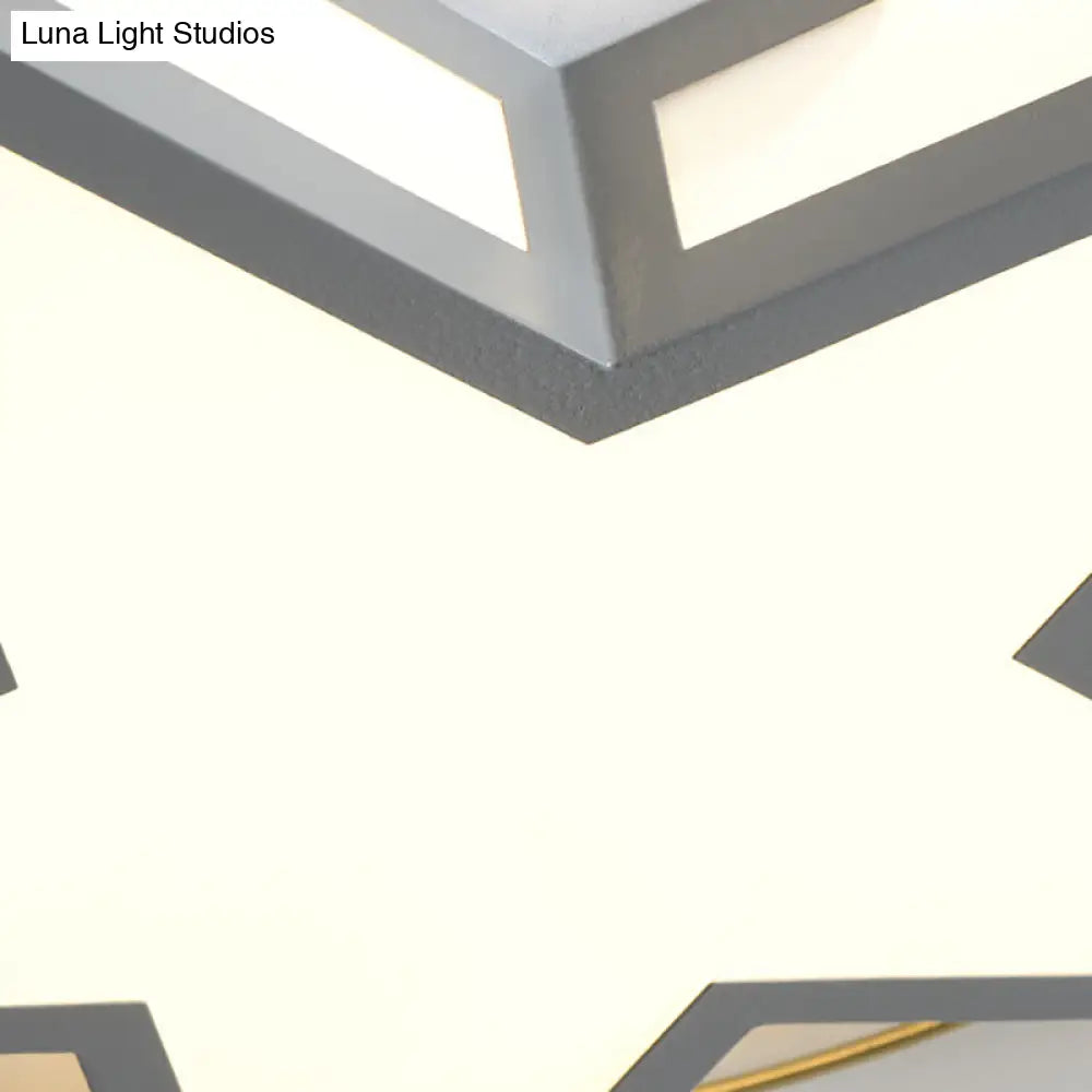 Nordic Metal Black/Grey Flush Mount Light With Acrylic Diffuser – Star/Triangle Design