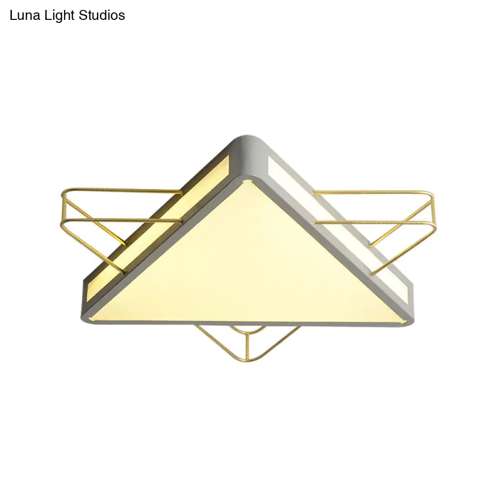 Nordic Metal Black/Grey Flush Mount Light With Acrylic Diffuser – Star/Triangle Design