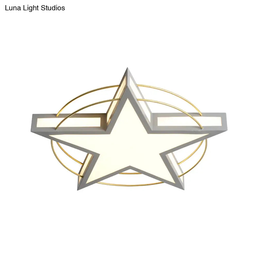 Nordic Metal Black/Grey Flush Mount Light With Acrylic Diffuser – Star/Triangle Design