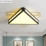 Nordic Metal Black/Grey Flush Mount Light With Acrylic Diffuser – Star/Triangle Design