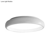 Nordic Metal Black/White Circular Flush Mount Ceiling Light - Warm/White Led Bedroom Fixture With