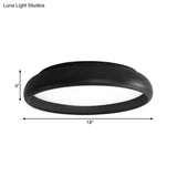 Nordic Metal Black/White Circular Flush Mount Ceiling Light - Warm/White Led Bedroom Fixture With