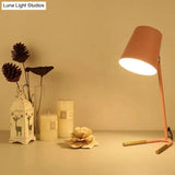 Nordic Metal Bucket Desk Light - Compact Plug In Table Lamp For Study Room