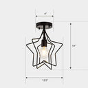 Nordic Metal Ceiling Mounted Lamp - Geometric Semi Flush Light For Corridor Black / A