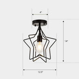 Nordic Metal Ceiling Mounted Lamp - Geometric Semi Flush Light For Corridor Black / A