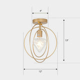 Nordic Metal Ceiling Mounted Lamp - Geometric Semi Flush Light For Corridor Gold / C