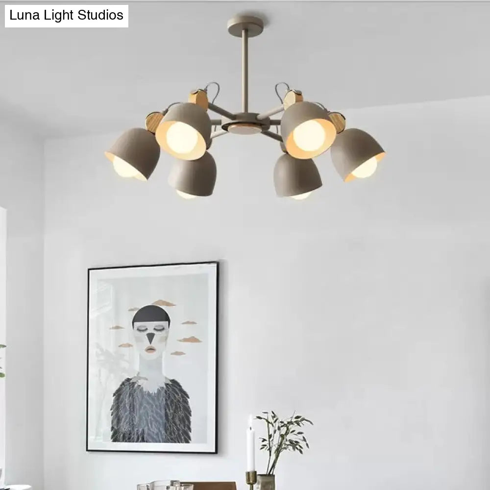 Nordic Metal Chandelier With 6 Rotatable Heads For Nursing Room