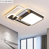 Nordic Metal Interlaced Square Ceiling Flush Mount Led Lamp - Warm/White Light 16/19.5 W Black