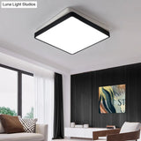 Nordic Metal Led Ceiling Light For Bedroom - Flush Mount Warm/White Square/Rectangular Shape