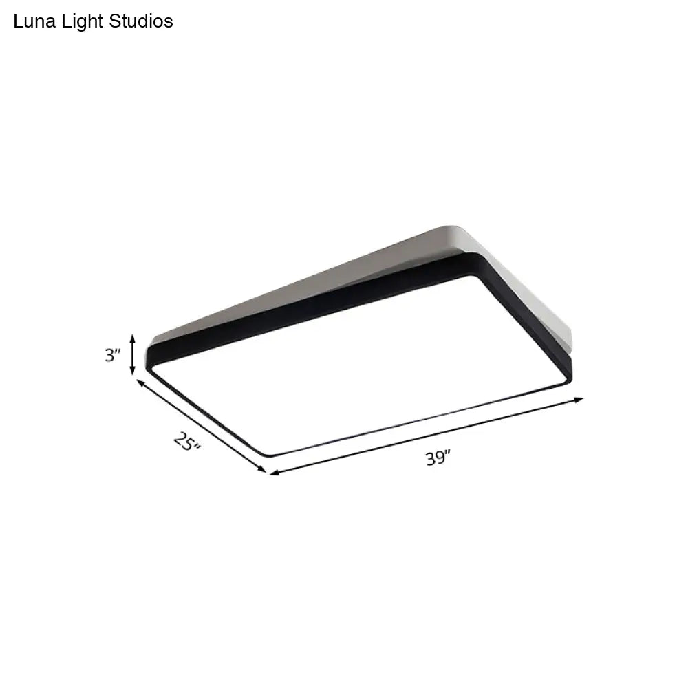 Nordic Metal Led Ceiling Light For Bedroom - Flush Mount Warm/White Square/Rectangular Shape