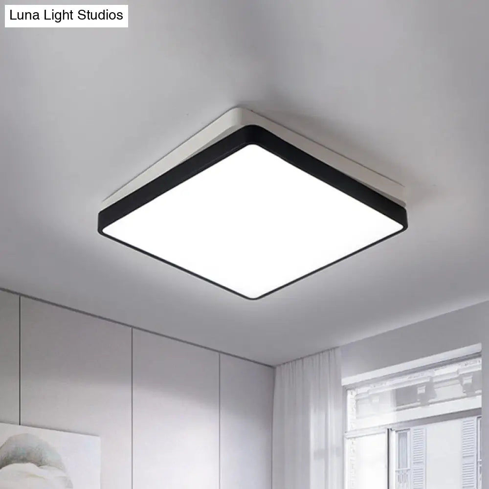 Nordic Metal Led Ceiling Light For Bedroom - Flush Mount Warm/White Square/Rectangular Shape