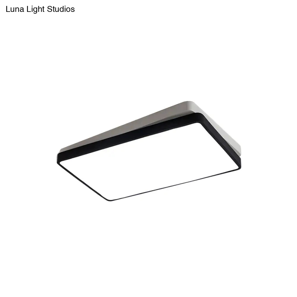 Nordic Metal Led Ceiling Light For Bedroom - Flush Mount Warm/White Square/Rectangular Shape