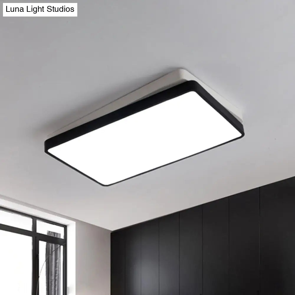 Nordic Metal Led Ceiling Light For Bedroom - Flush Mount Warm/White Square/Rectangular Shape