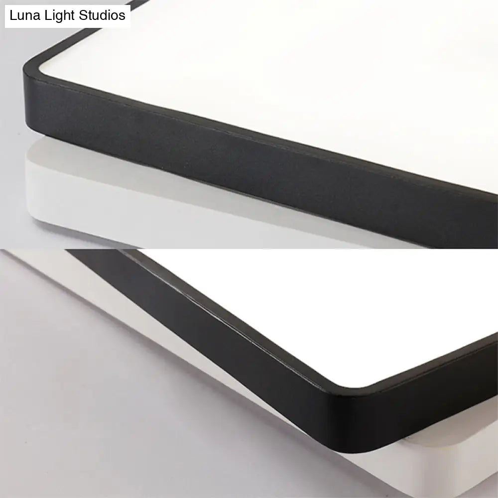 Nordic Metal Led Ceiling Light For Bedroom - Flush Mount Warm/White Square/Rectangular Shape