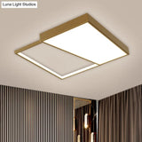 Nordic Metal Led Geometry Ceiling Light - Gold Flushmount 16.5’/20.5’ Wide