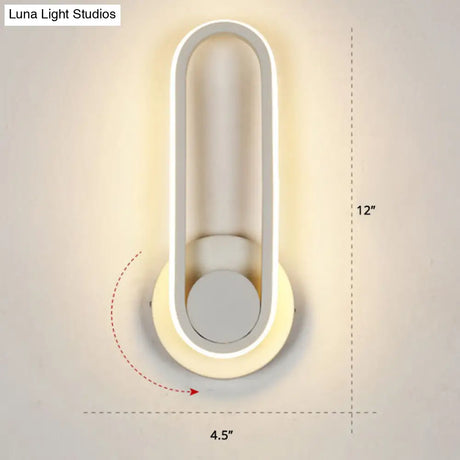 Nordic Metal Led Rotatable Oblong Wall Mount Lamp For Bedroom Lighting