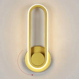 Nordic Metal Led Rotatable Oblong Wall Mount Lamp For Bedroom Lighting Gold / Third Gear