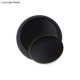 Nordic Metal Moon Wall Light - Moveable Flush Mount Sconce In Black/White/Pink With Led White/Yellow