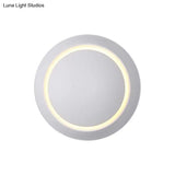 Nordic Metal Moon Wall Light - Moveable Flush Mount Sconce In Black/White/Pink With Led White/Yellow