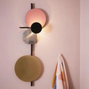 Nordic Metal Moon Wall Light - Moveable Flush Mount Sconce In Black/White/Pink With Led White/Yellow