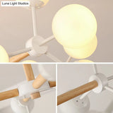 Nordic Metal Pendant Light With Glass Shade - Wood Molecule Chandelier
