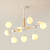 Nordic Metal Pendant Light With Glass Shade - Wood Molecule Chandelier 9 / White