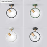 Nordic Metal Ring Ceiling Fixture With 1-Light Semi Flush Mount