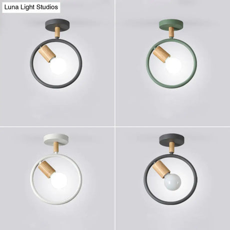 Nordic Metal Ring Ceiling Fixture With 1-Light Semi Flush Mount